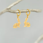 Bunny Rabbit Earrings Dangle Silver, Gold Huggie Hoops cute Spring jewelry Easter Gift for her cottagecore woodland creature nature jewelry