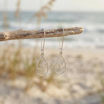 Teardrop Wave Earrings dangle sterling silver handmade dangly long lightweight Jewelry unique gift for best friend sister nature water lover