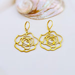 Rose Earrings dangle gold, silver handmade elegant lightweight statement floral nature jewelry June Birth Flower gift for mom, wife gardener