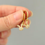 Dainty Bunny Earrings Dangle Gold Huggie Hoops cute Spring jewelry Easter Gift for her cottagecore woodland creature nature rabbit jewelry