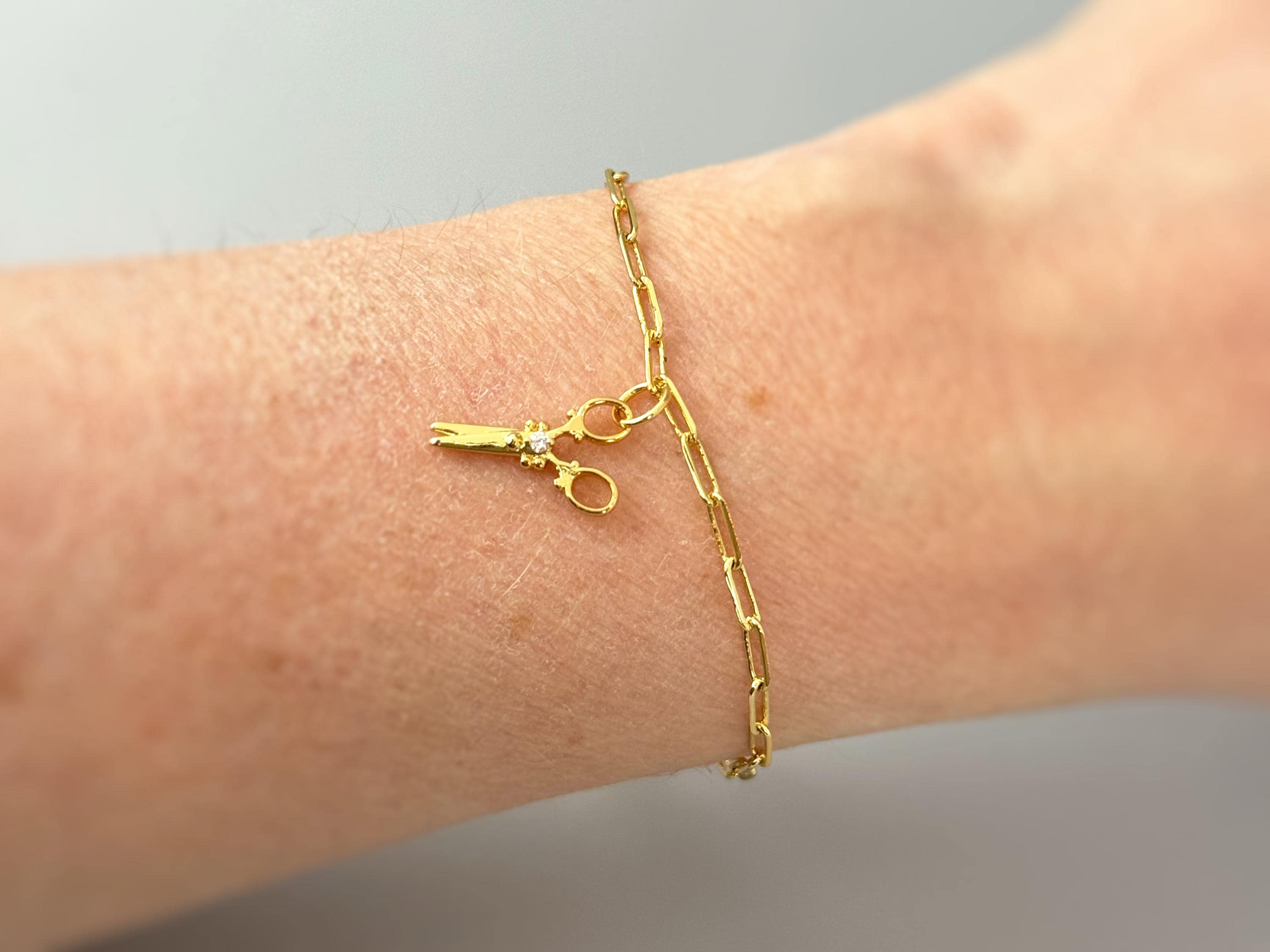 Dainty Scissor Bracelet Silver, Gold cute salon stylist cosmetology hairdresser gift for women wlw lesbian pride month jewelry gift for her