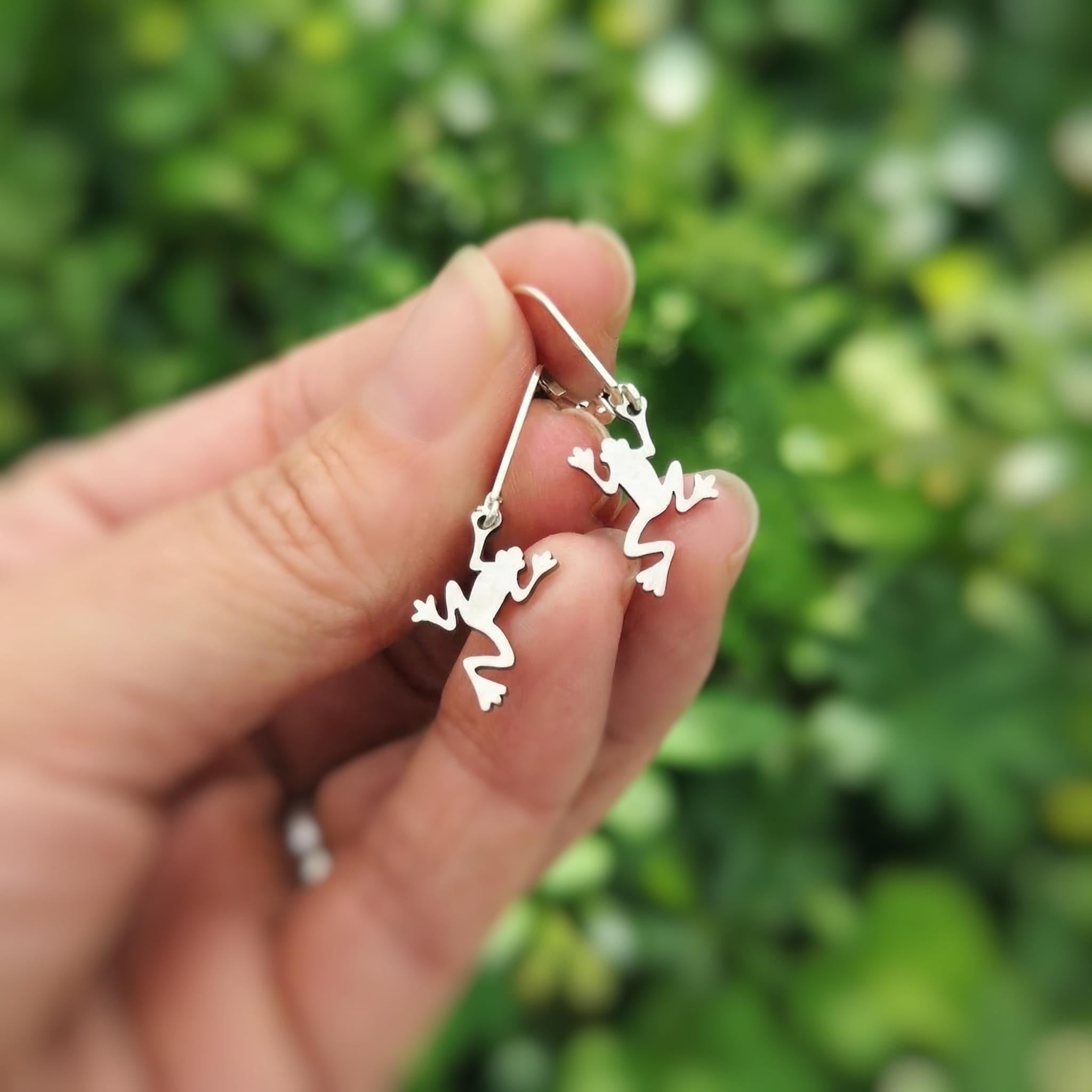 Silver Frog Earrings dangle
