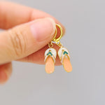 Summer Earrings gold Flip Flops Huggie Hoops, cute boho beachy ocean jewelry, unique fun whimsical novelty gift for surfers, swimmers women