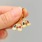 Rainbow Earrings Dangle Gold Huggie Hoops trendy colorful earrings for women pride gift unique sparkly festival pride jewelry for her