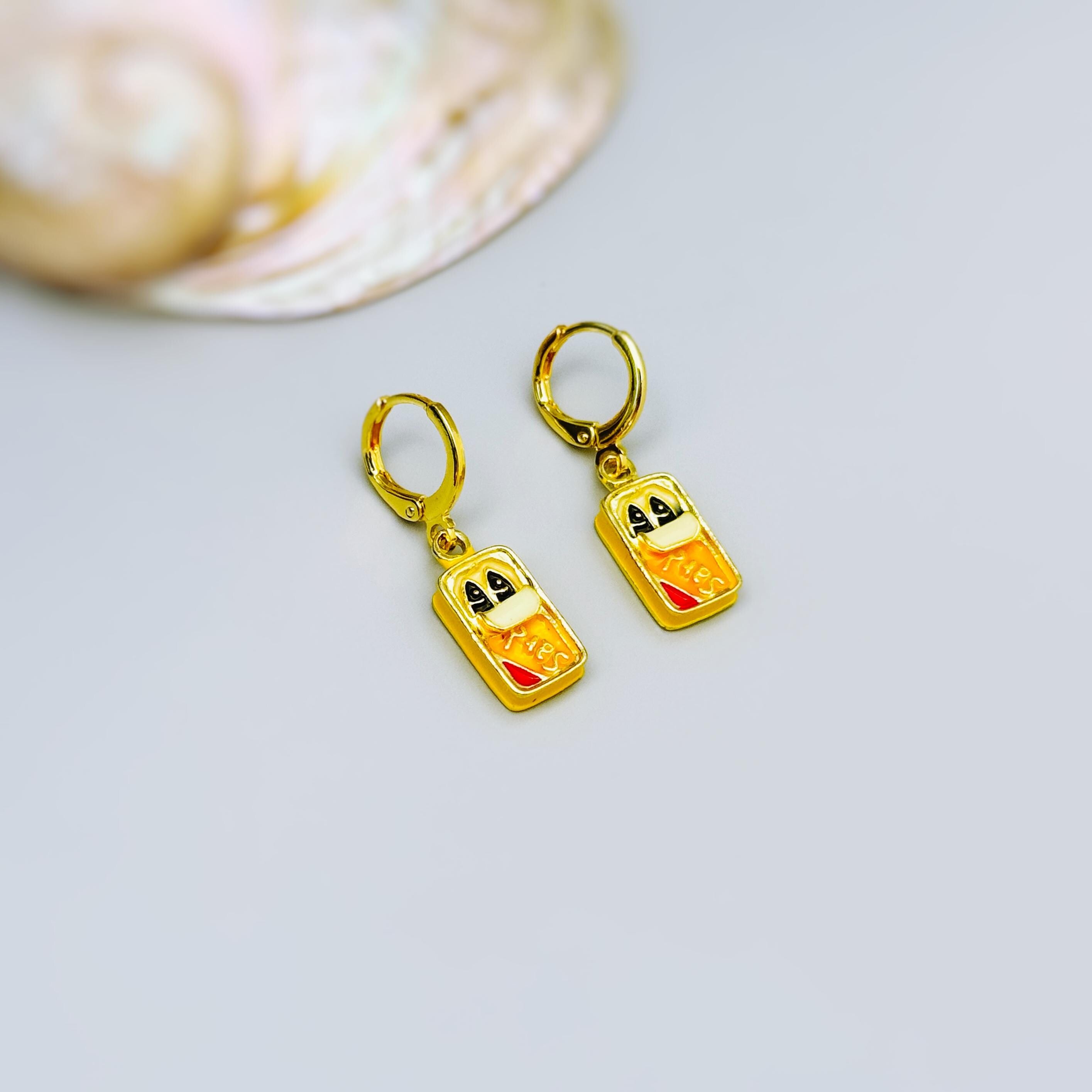 Sardine Earrings gold Huggie Hoops, cute fish earrings trendy ocean jewelry, unique fun whimsical novelty coastal nautical gift for women