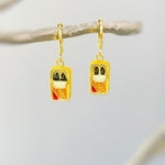Sardine Earrings gold Huggie Hoops, cute fish earrings trendy ocean jewelry, unique fun whimsical novelty coastal nautical gift for women