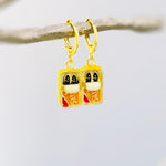 Sardine Earrings gold Huggie Hoops, cute fish earrings trendy ocean jewelry, unique fun whimsical novelty coastal nautical gift for women