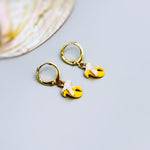Dainty Banana Huggie Hoop Earrings Gold Yellow Charm Earrings, Cottagecore Jewelry Fruit Chef Gift, Cute Novelty Earrings gift for gardener