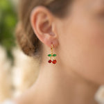 Cherry Earrings Silver, Gold Huggie Hoops Red Fruit Charm Earrings, Cottagecore Jewelry Chef Gift, Cute Summer Earrings gift for gardeners