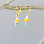 Pastel Ice Cream Earrings gold Huggie Hoops, cute summer jewelry gift for her unique fun miniature food jewelry for her cutecore candycore