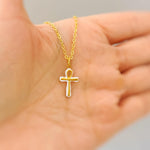 Gold Ankh Necklace, Egyptian Cross Pendant, White Enamel Ankh Charm Necklace, Spiritual Jewelry, Ancient Egyptian Jewelry gift for her