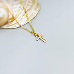 Gold Ankh Necklace, Egyptian Cross Pendant, White Enamel Ankh Charm Necklace, Spiritual Jewelry, Ancient Egyptian Jewelry gift for her