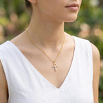 Gold Ankh Necklace, Egyptian Cross Pendant, White Enamel Ankh Charm Necklace, Spiritual Jewelry, Ancient Egyptian Jewelry gift for her