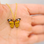 Monarch Butterfly Necklace Gold handmade nature inspired jewelry for her gift for gardeners, mom, sister orange cottagecore charm necklace