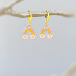 Pastel Rainbow Earrings cute flower Huggie Hoops trendy colorful cloud earrings for women pride gift unique festival pride jewelry for women