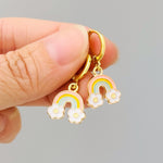Pastel Rainbow Earrings cute flower Huggie Hoops trendy colorful cloud earrings for women pride gift unique festival pride jewelry for women