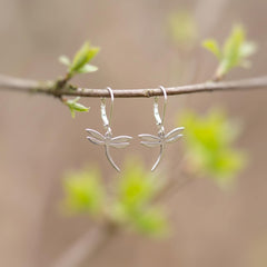 Dragonfly Earrings dangle Silver Gold, Rose Gold Handmade Dragonfly Jewelry gifts for girlfriend, sister, gardener, bug nature lover mom