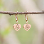 Tree of Life Heart Earrings dangle 14k gold, silver, rose gold fill handmade dainty Jewelry unique gift for girlfriend sister mom friend bff