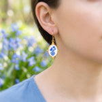 Delft Blue Porcelain Earrings Gold Leverbacks Chinoiserie China Victorian floral jewelry for women grandmillennial style