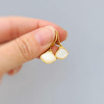 Mother of Pearl Shell Earrings 14k Gold Dangle handmade June birthstone jewelry for women leverback June beach wedding gift for grandma mom