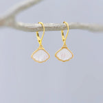 Mother of Pearl Shell Earrings 14k Gold Dangle handmade June birthstone jewelry for women leverback June beach wedding gift for grandma mom