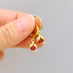 Dainty Crystal Ladybug Earrings Gold huggie hoops handmade cottagecore minimalist nature inspired bug jewelry gift for gardeners, bff