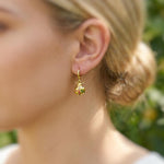 Dainty Rainbow Crystal Ladybug Earrings Gold huggie hoops handmade colorful cottagecore nature inspired bug jewelry gift for gardeners, bff