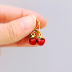 Apple Earrings dangle gold teacher gifts for women, colorful cute red Fruit Food Jewelry nature inspired fall jewelry gift for gardeners