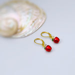 Apple Earrings dangle gold teacher gifts for women, colorful cute red Fruit Food Jewelry nature inspired fall jewelry gift for gardeners