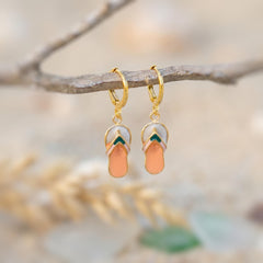 Summer Earrings gold Flip Flops Huggie Hoops, cute boho beachy ocean jewelry, unique fun whimsical novelty gift for surfers, swimmers women
