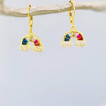 Rainbow Earrings Dangle Gold Huggie Hoops trendy colorful earrings for women pride gift unique sparkly festival pride jewelry for her
