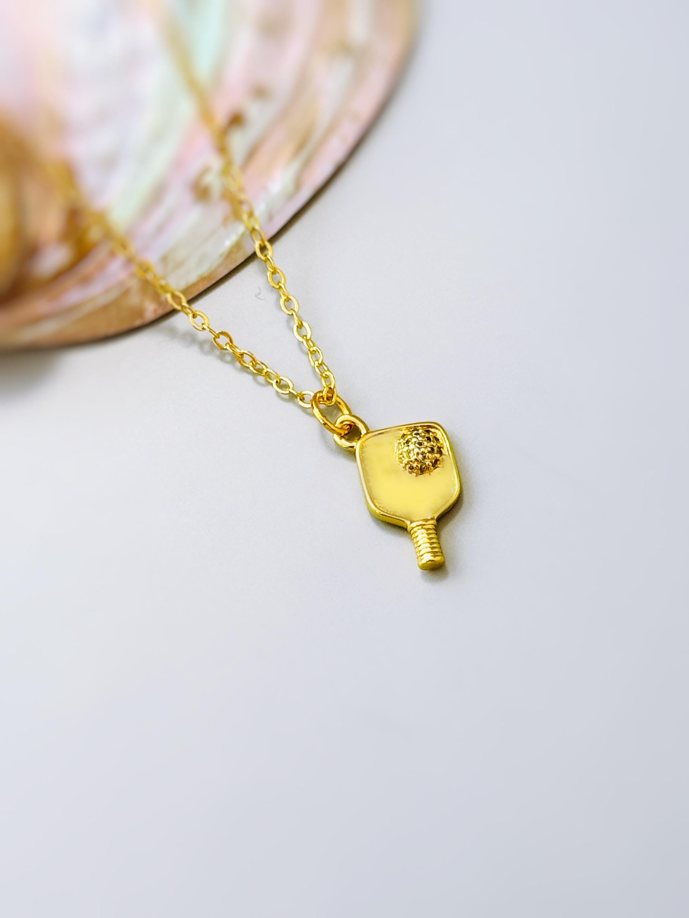 Pickleball Necklace gold crystal racquet pickleball jewelry gift for her unique sporty cute fitness accessories for women sports athlete