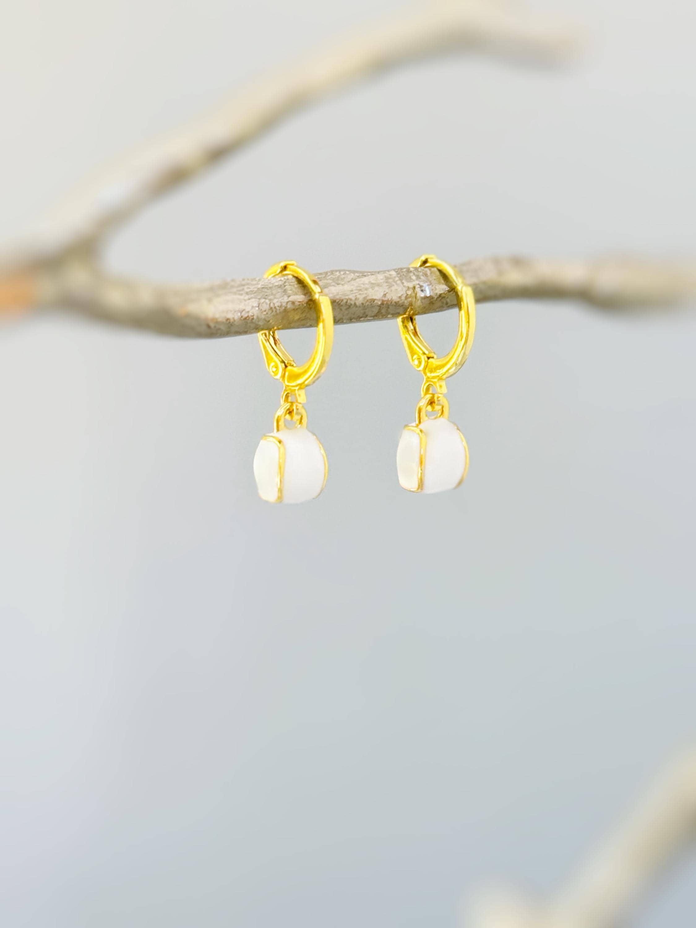 Dainty Baseball Earrings Gold Huggie Hoops Baseball Jewelry, Baseball Gift for team moms Sports Earrings for women cute sporty accessories