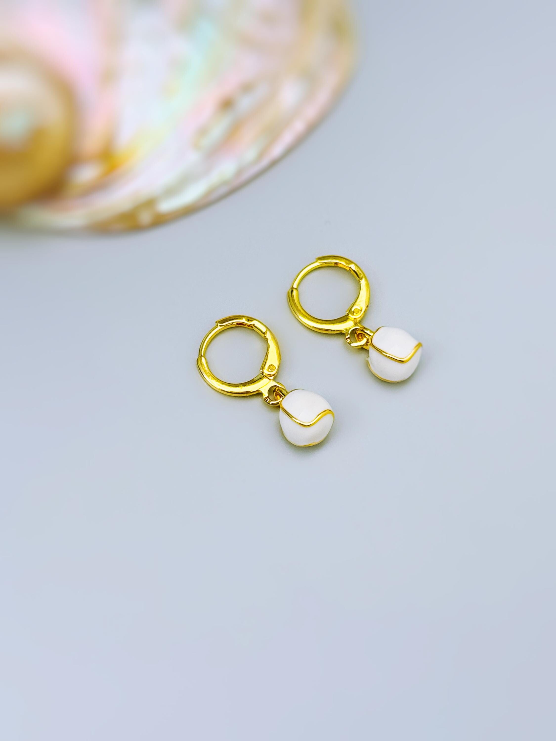 Dainty Baseball Earrings Gold Huggie Hoops Baseball Jewelry, Baseball Gift for team moms Sports Earrings for women cute sporty accessories