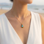 Teardrop Abalone Necklace, Gold Summer Ocean Jewelry, Abalone Shell Pendant Necklace, Coastal Beach Jewelry, Mermaid Necklace Gift for Her