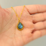 Teardrop Abalone Necklace, Gold Summer Ocean Jewelry, Abalone Shell Pendant Necklace, Coastal Beach Jewelry, Mermaid Necklace Gift for Her
