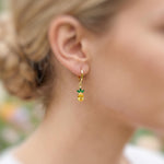 Tiny Pineapple Earrings crystal Gold Huggie Hoops yellow Fruit Charm Earrings, Tropical Summer Jewelry Chef Gift, Cute Summer Earrings