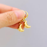 Dainty Croissant Earrings gold Huggie Hoops, cute trendy miniature food jewelry, unique fun whimsical bread gift for chef, baker, foodie