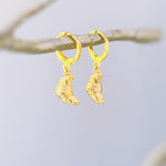 Dainty Croissant Earrings gold Huggie Hoops, cute trendy miniature food jewelry, unique fun whimsical bread gift for chef, baker, foodie