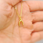 Tiny Gold Wishbone Necklace, Lucky Charm Necklace, Dainty Minimalist Gold Jewelry, Good Luck Gift for women, Delicate Layering Necklace