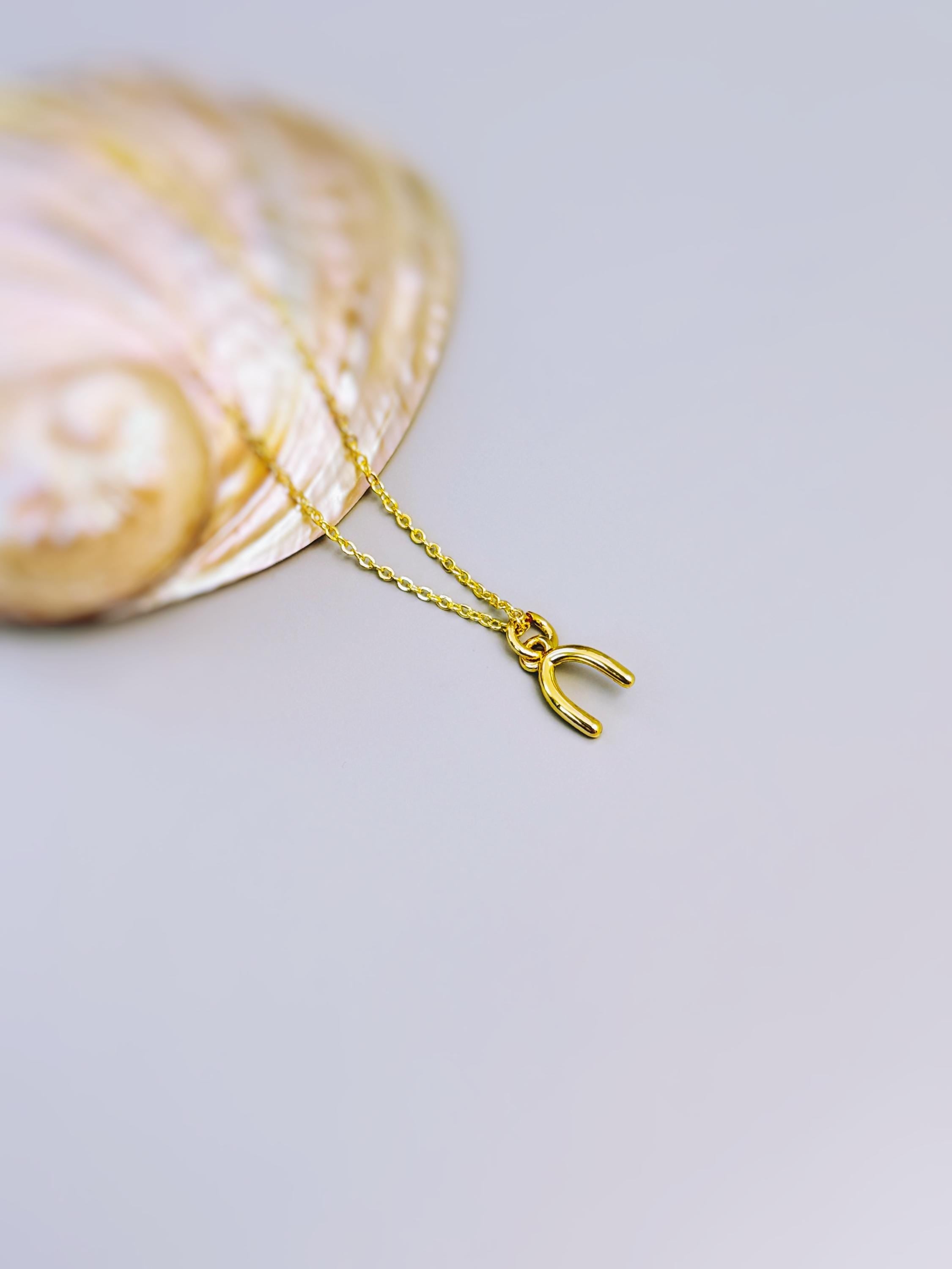 Tiny Gold Wishbone Necklace, Lucky Charm Necklace, Dainty Minimalist Gold Jewelry, Good Luck Gift for women, Delicate Layering Necklace