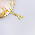 Mother of Pearl Wishbone Necklace Gold, Lucky Charm Necklace, Dainty Minimalist Jewelry, Good Luck Gift for her Layering Necklace for women