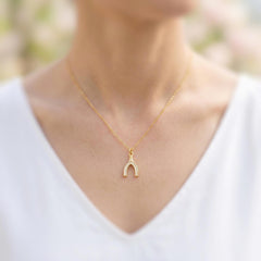 Mother of Pearl Wishbone Necklace Gold, Lucky Charm Necklace, Dainty Minimalist Jewelry, Good Luck Gift for her Layering Necklace for women