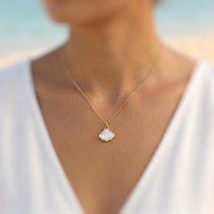 Mother of Pearl Shell Necklace Gold Summer Jewelry June Birthstone Nautical Ocean Coastal Beach Jewelry Gift for Her Shell Pendant for women