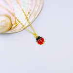 Dainty Ladybug Earrings dangle Gold, Silver huggie hoops handmade cottagecore minimalist nature inspired bug jewelry gift for gardeners, bff