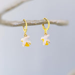 Dainty Banana Huggie Hoop Earrings Gold Yellow Charm Earrings, Cottagecore Jewelry Fruit Chef Gift, Cute Novelty Earrings gift for gardener