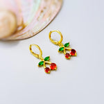 Cherry Earrings Silver, Gold Huggie Hoops Red Fruit Charm Earrings, Cottagecore Jewelry Chef Gift, Cute Summer Earrings gift for gardeners