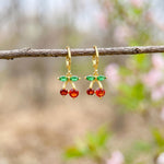 Cherry Earrings Gold, Silver  Huggie Hoops  Red  Fruit Charm Earrings, Cottagecore Jewelry Chef Gift, Cute Summer Earrings gift for gardener