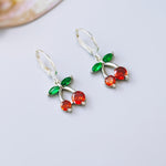 Cherry Earrings Silver, Gold Huggie Hoops  Red  Fruit Charm Earrings, Cottagecore Jewelry Chef Gift, Cute Summer Earrings gift for gardeners
