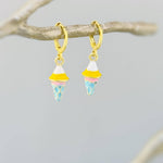 Pastel Ice Cream Earrings gold Huggie Hoops, cute summer jewelry gift for her unique fun miniature food jewelry for her cutecore candycore